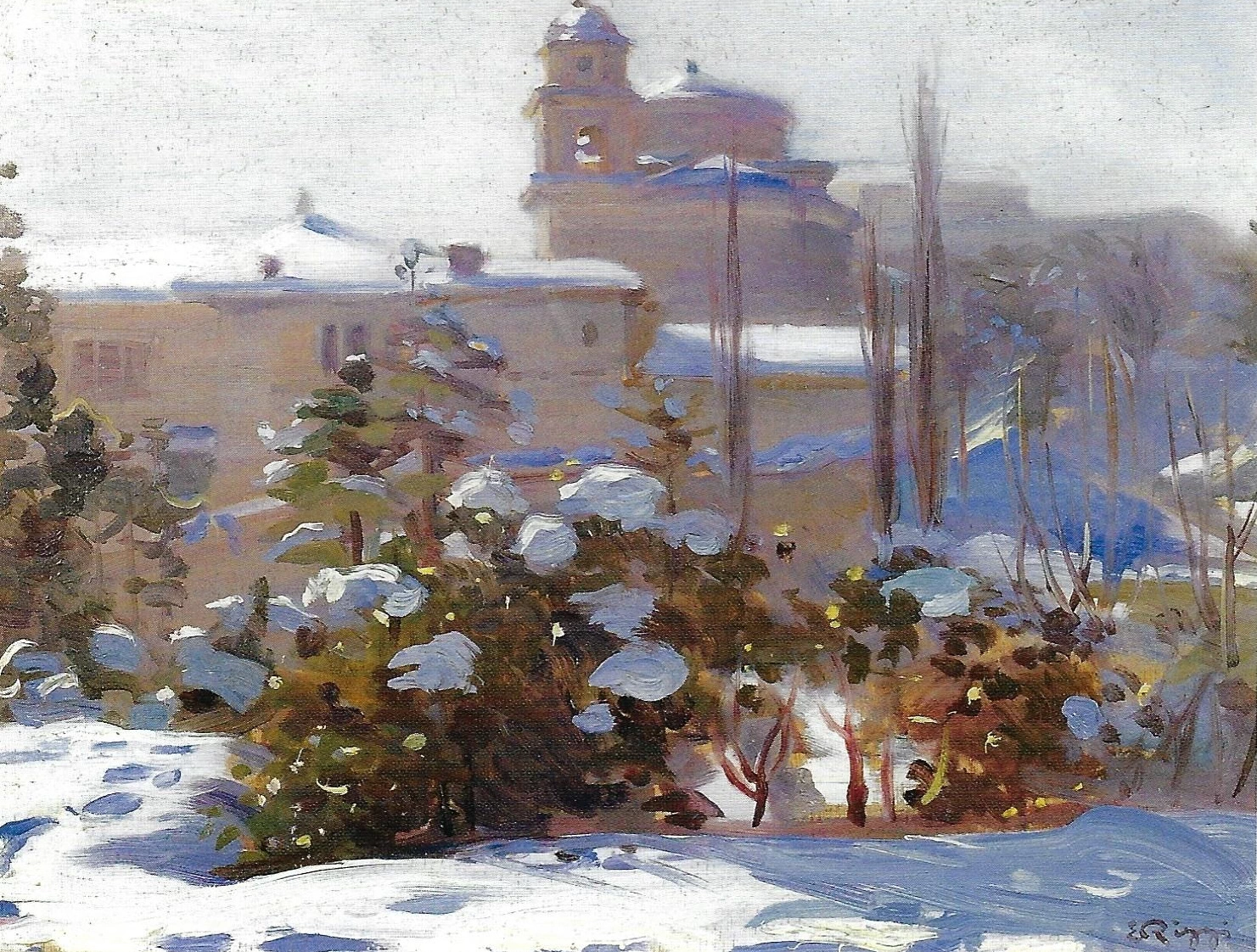Nevicata in castello a Brescia, 1929